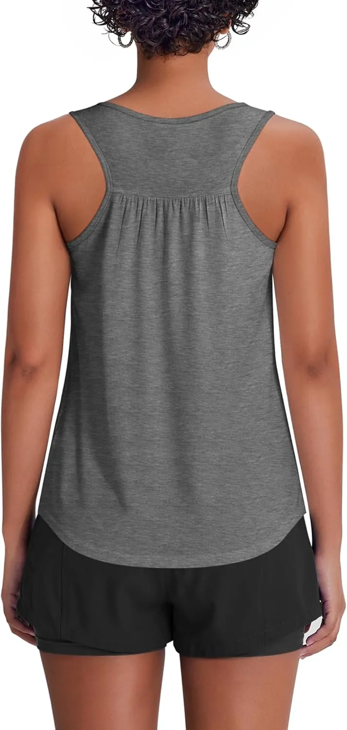 PINSPARK Workout Tank Tops for Women Racerback Loose Fit Yoga Top Sleeveless Gym Shirt Running Athletic Tanks Pack S-3XL