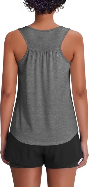 PINSPARK Workout Tank Tops for Women Racerback Loose Fit Yoga Top Sleeveless Gym Shirt Running Athletic Tanks Pack S-3XL