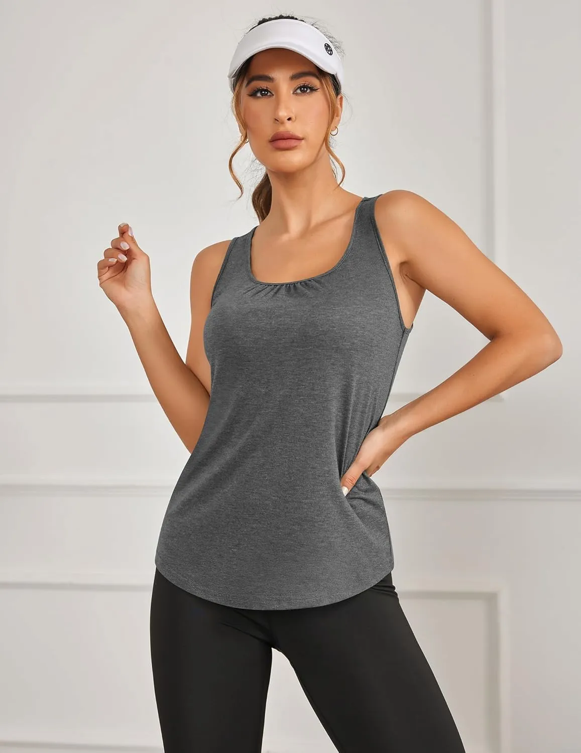 PINSPARK Workout Tank Tops for Women Racerback Loose Fit Yoga Top Sleeveless Gym Shirt Running Athletic Tanks Pack S-3XL
