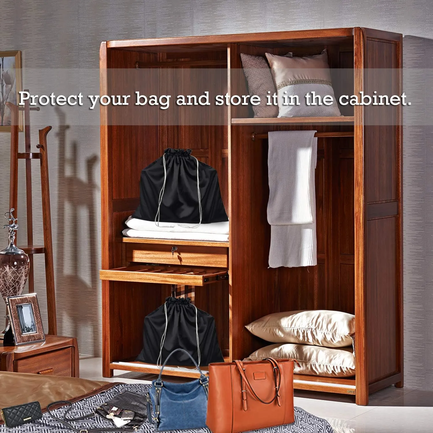 PlasMaller Dust Cover Storage Bags Thick Silk Cloth Pouch with Drawstring Set of 1