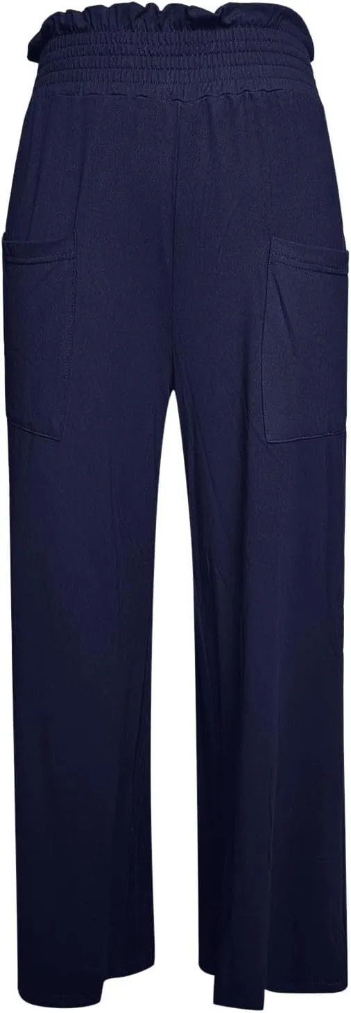 PTOLOCIF Cotton Linen Pants for Women Wide Leg Pants Casual Loose Drawstring Pant Summer Palazzo Harem Trousers with Pockets