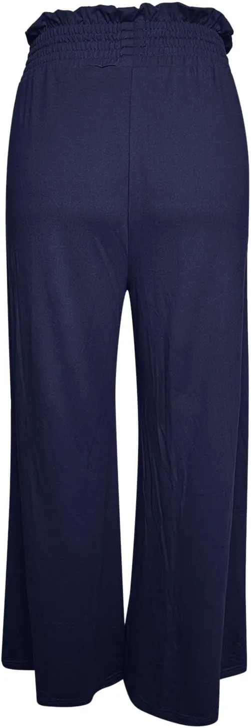 PTOLOCIF Cotton Linen Pants for Women Wide Leg Pants Casual Loose Drawstring Pant Summer Palazzo Harem Trousers with Pockets