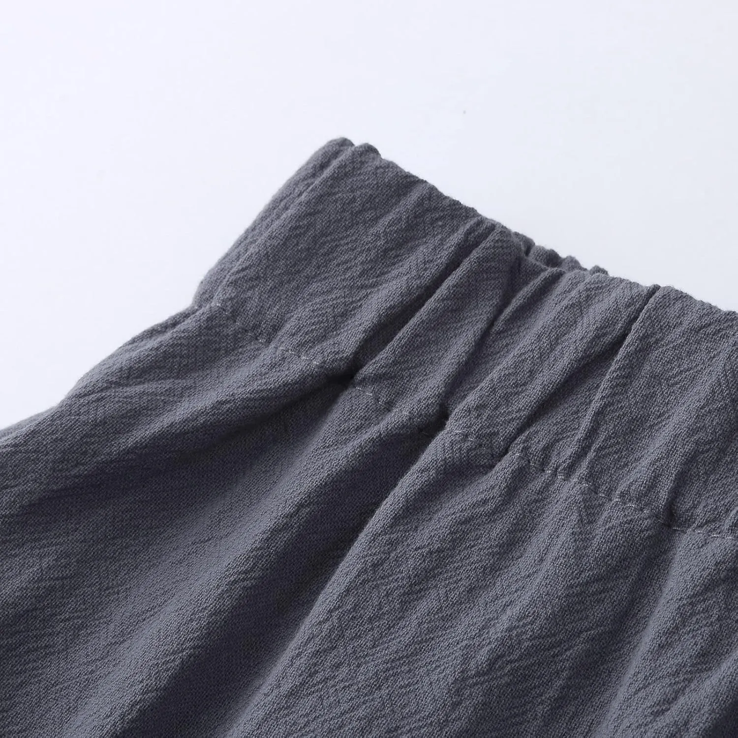 PTOLOCIF Cotton Linen Pants Women Baggy Wide Leg Trousers Casual Patchwark Elastic Waist Harem Linen Pants with Pcokets