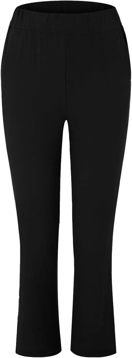 PTOLOCIF Cotton Linen Pants Women High Waist Drawstring Pants Loose Fit Summer Flowy Boho Pant Trousers with Side Pockets