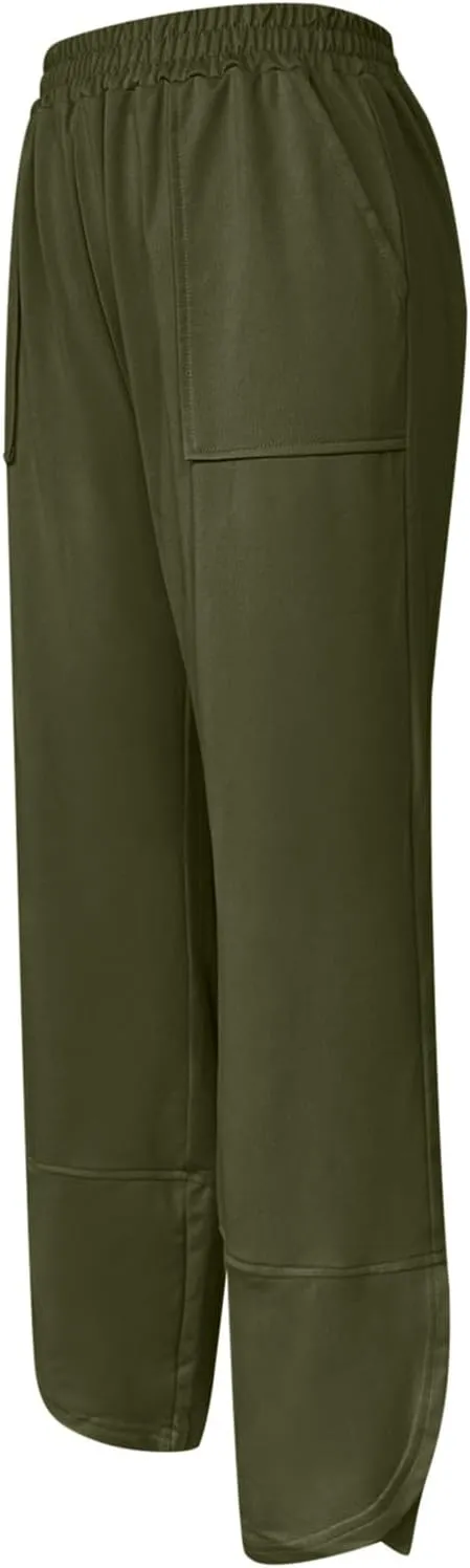 PTOLOCIF Cotton Linen Pants Women High Waisted Long Palazzo Pants Wide Leg Cotton Linen Lounge Pant Trousers with Pockets
