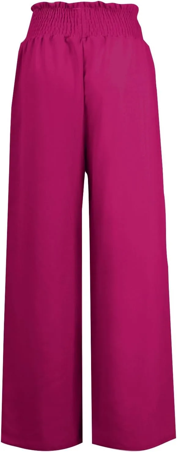 PTOLOCIF Cotton Linen Pants Women Wide Leg Palazzo Pants High Waisted Summer Casual Cotton Linen Boho Pants with Pockets