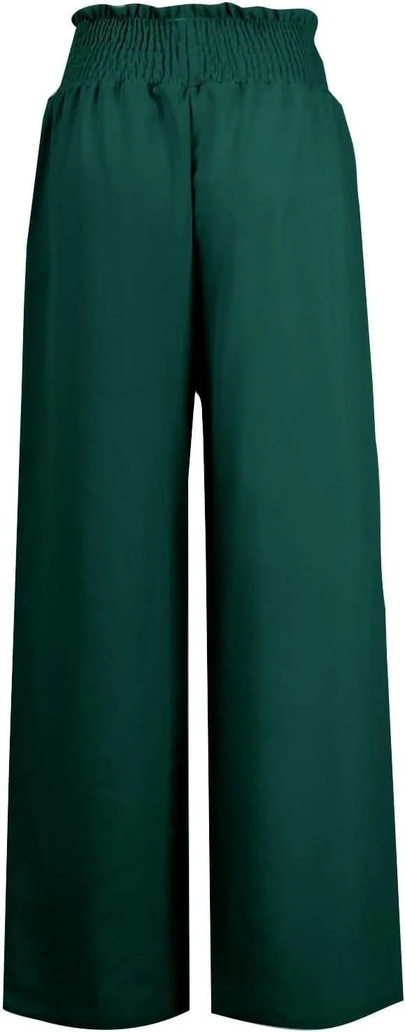 PTOLOCIF Cotton Linen Pants Women Wide Leg Palazzo Pants High Waisted Summer Casual Cotton Linen Boho Pants with Pockets