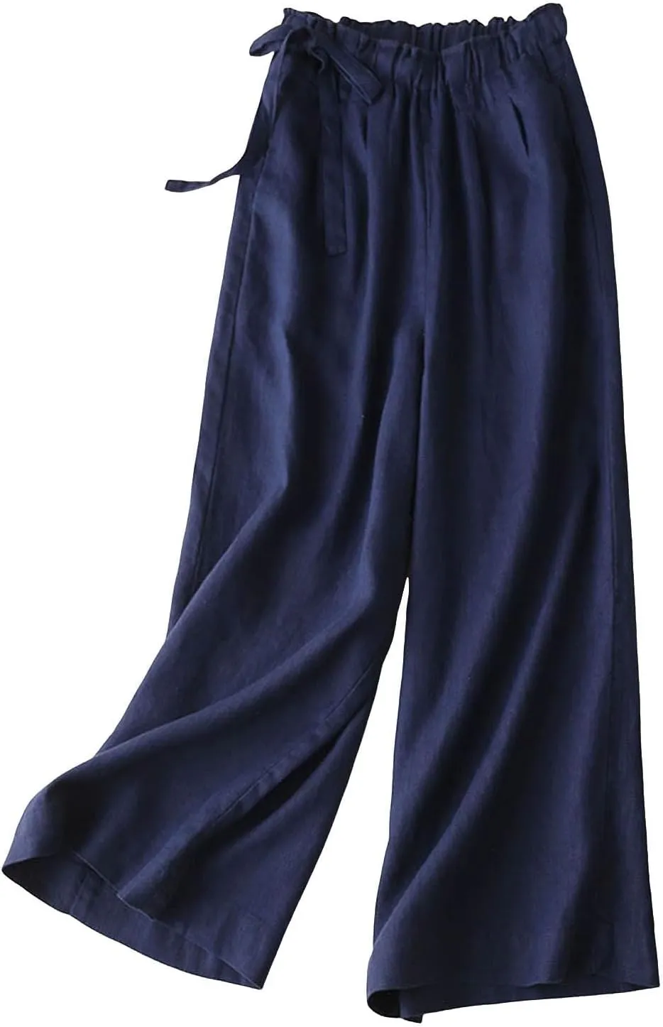 PTOLOCIF Linen Pants Women Straight Leg Pant Elastic Drawstring Casual Trousers with Pockets Summer Beach Lounge Pants