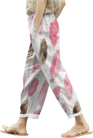 PTOLOCIF Petite Linen Pants for Women High Waisted Wide Leg Palazzo Pant Drawstring Casual Loose Pants Trousers with Pockets