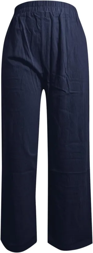 PTOLOCIF Womens Casual Cotton Linen Pants High Waist Drawstring Pants with Cotton Loose Casual Boho Trouser with Pockets
