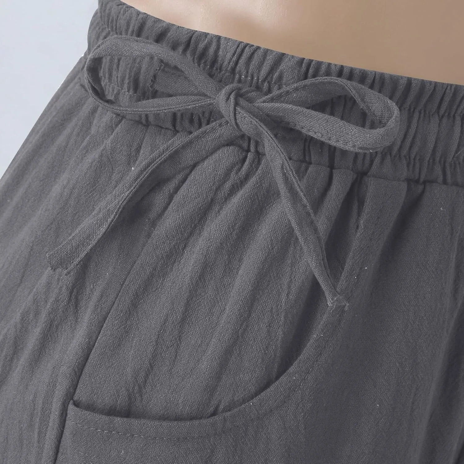 PTOLOCIF Womens Casual Linen Pants High Waisted Long Palazzo Pants Wide Leg Cotton Linen Lounge Pant Trousers with Pockets