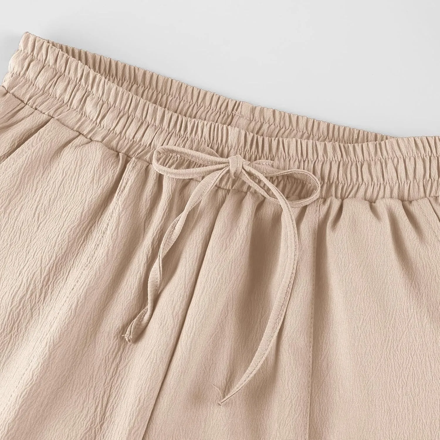 PTOLOCIF Womens Casual Linen Pants High Waisted Wide Leg Palazzo Pant Drawstring Casual Loose Pants Trousers with Pockets