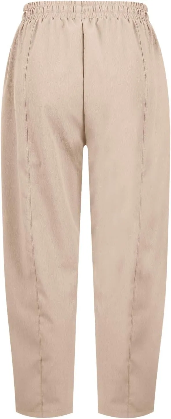 PTOLOCIF Womens Casual Linen Pants High Waisted Wide Leg Palazzo Pant Drawstring Casual Loose Pants Trousers with Pockets