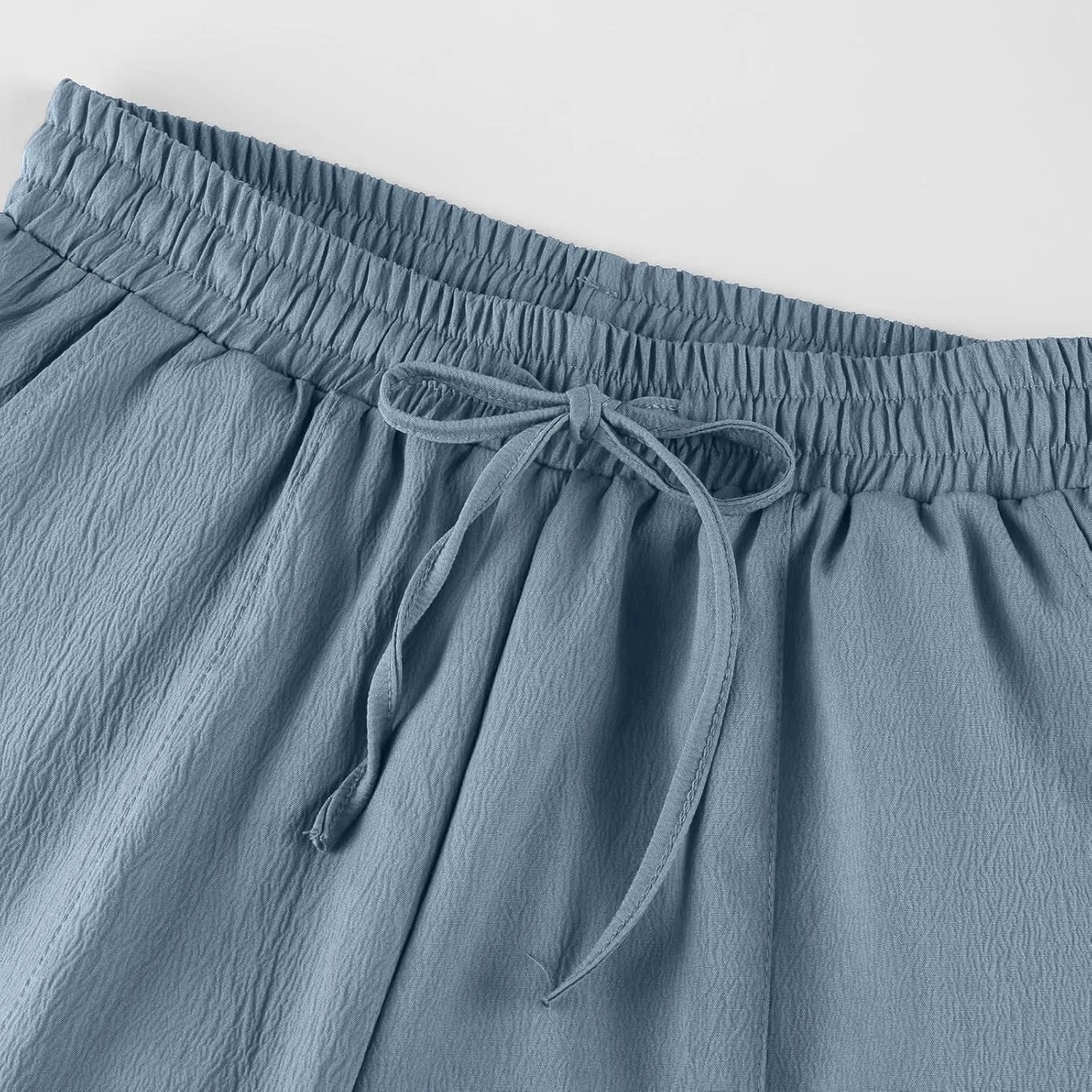 PTOLOCIF Womens Casual Linen Pants High Waisted Wide Leg Palazzo Pant Drawstring Casual Loose Pants Trousers with Pockets