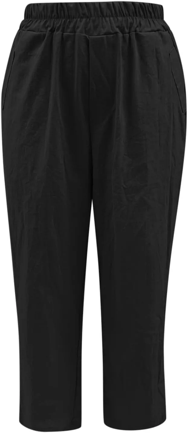PTOLOCIF Womens Casual Linen Pants Summer Flowy High Waisted Beach Pants Flowy Wide Leg Palazzo Trousers with Pcokets