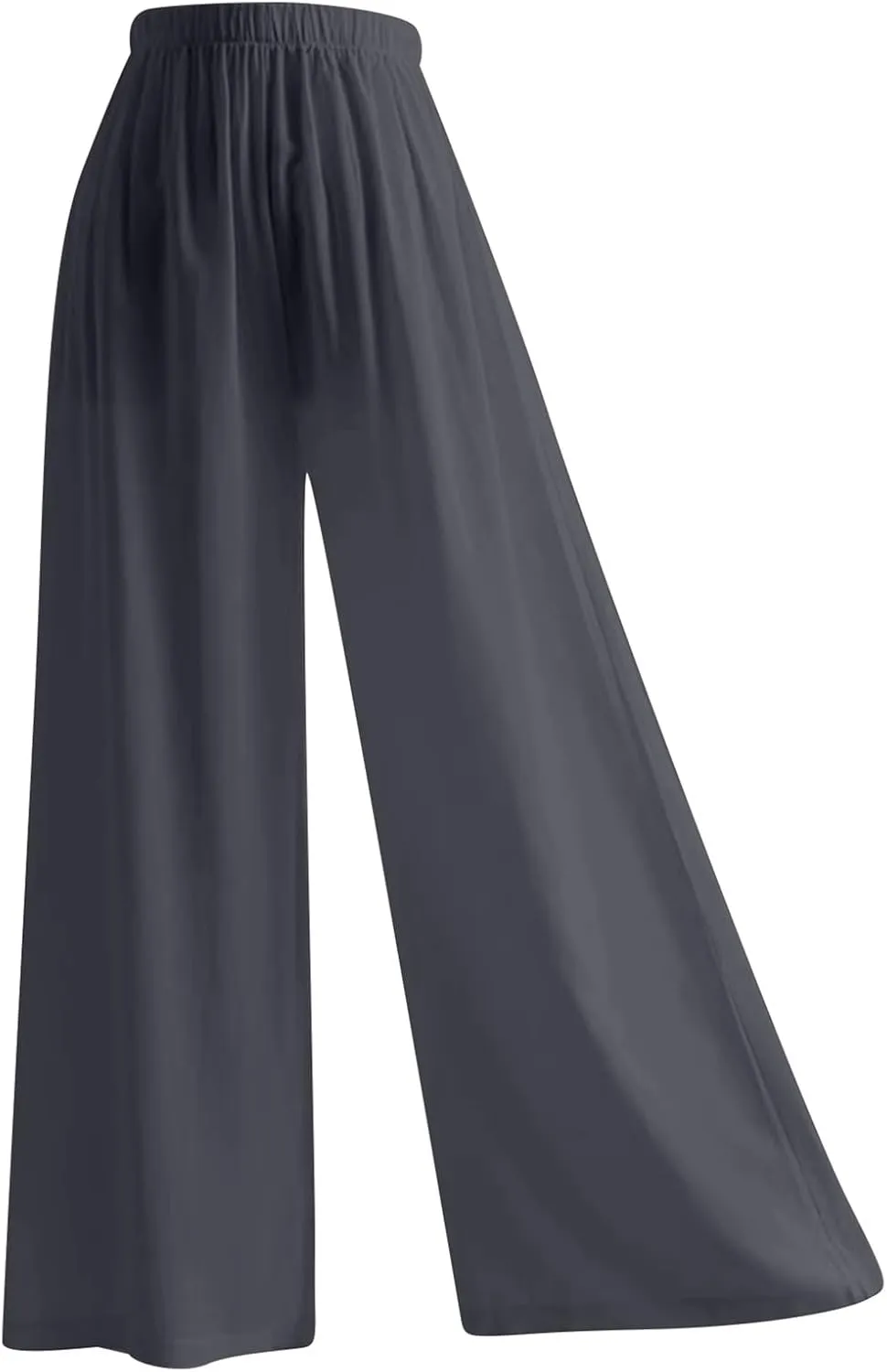 PTOLOCIF Womens Casual Linen Pants Wide Leg Casual Loose Pants High Waisted Drawstring Palazzo Capri Trousers with Pockets