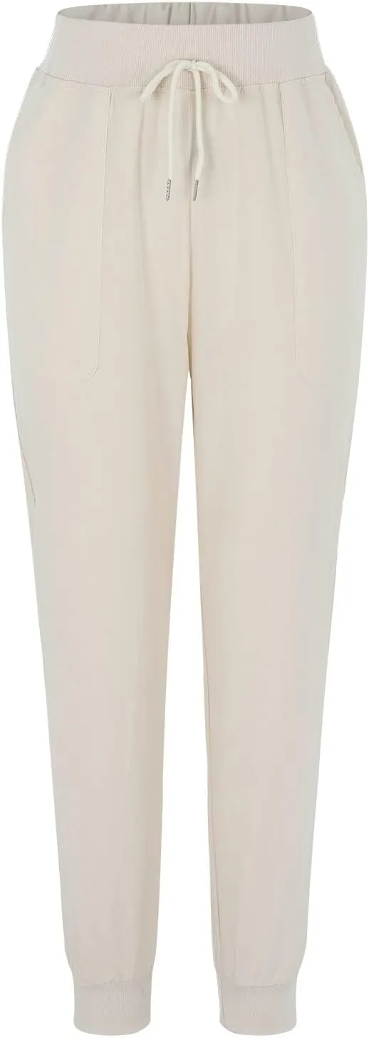 PTOLOCIF Women's Cotton Linen Pants Drawstring Back Elastic Waist Pants High Waist Casual Lounge Trousers with Pockets
