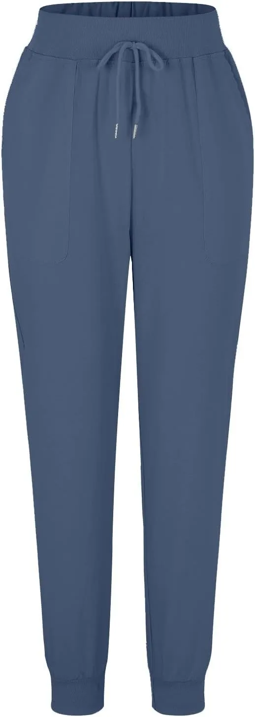 PTOLOCIF Women's Cotton Linen Pants Drawstring Back Elastic Waist Pants High Waist Casual Lounge Trousers with Pockets