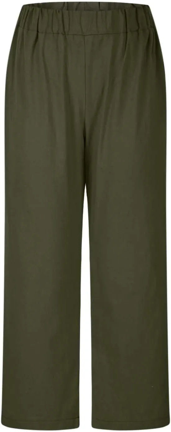 PTOLOCIF Women's Linen Blend Pants Straight Leg Dress Pants High Waist Cotton Linen Pant Flowy Wide Leg Summer Boho Trousers
