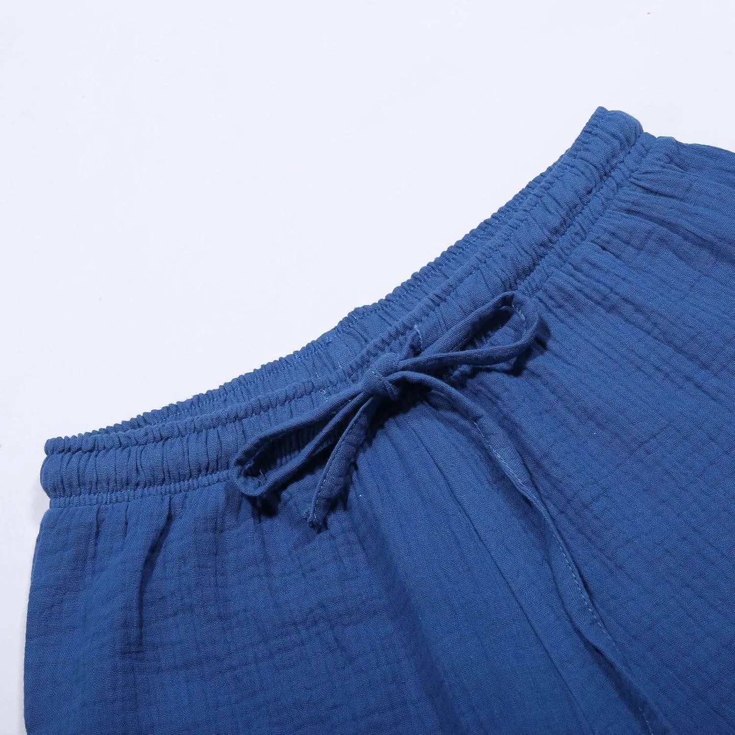 PTOLOCIF Women's Linen Blend Pants Summer Drawstring Wide Leg Pants Loose Casual Cotton Linen Palazzo Pant with Pockets