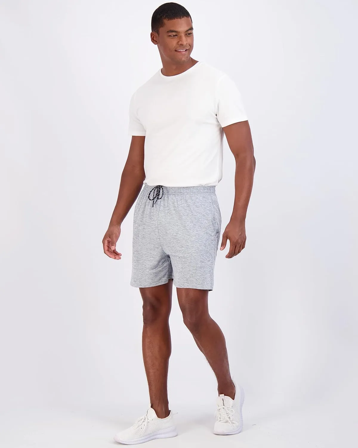 Real Essentials 5 Pack: Men's 5" Inseam Dry-Fit Running Workout Shorts - Pockets & Drawstring (Available in Big & Tall)