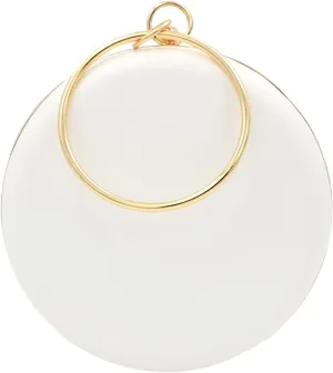 Round Clutch Bag Women's PU Leather Simple Evening Bag Handbag with Metal Chain, Lady Party Wedding Clutch Purse (Color : White)