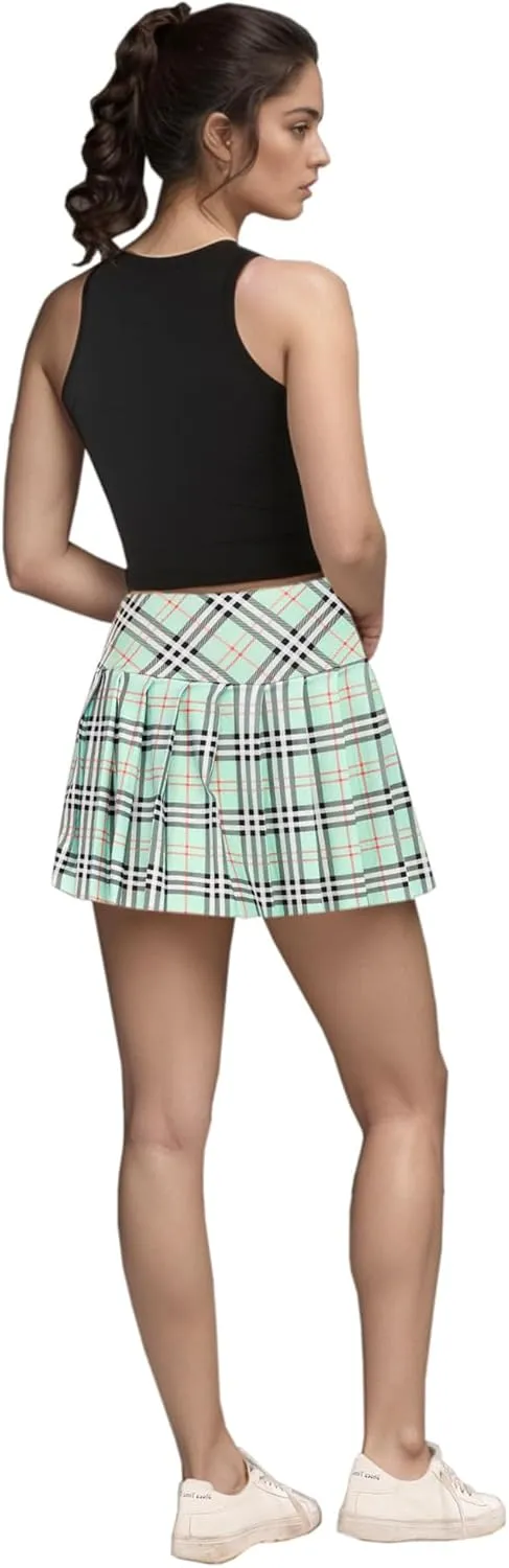 SANGTREE Tennis Skirts for Women Plaid Pleated Athletic Golf Skorts with Shorts Pockets, US XS - US XL