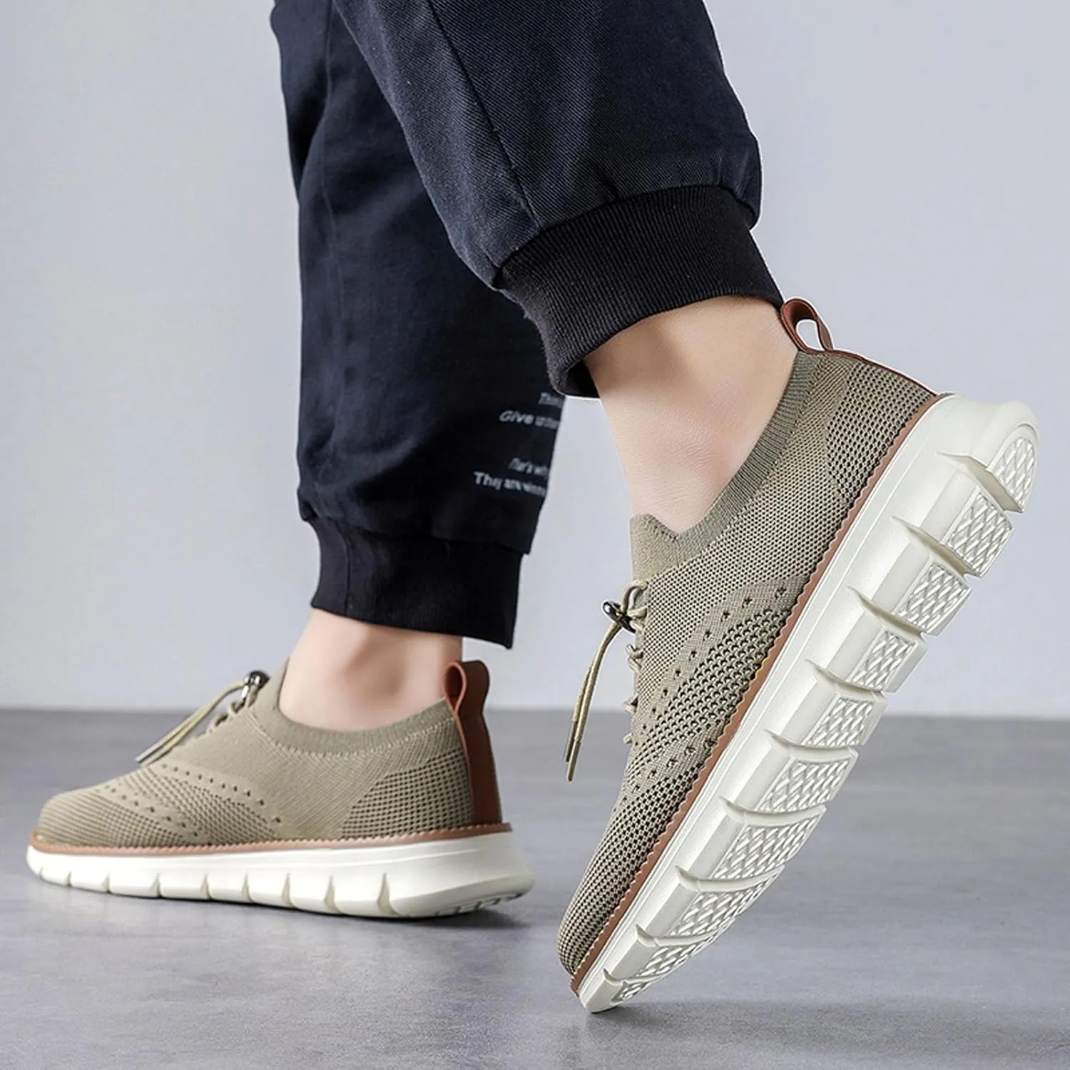 SECHRITE Breeze Shoes for Men 2024 New Breathable Lightweight Mesh Dress Sneakers Oxfords Lace-Up Lightweight Casual Walking Shoes