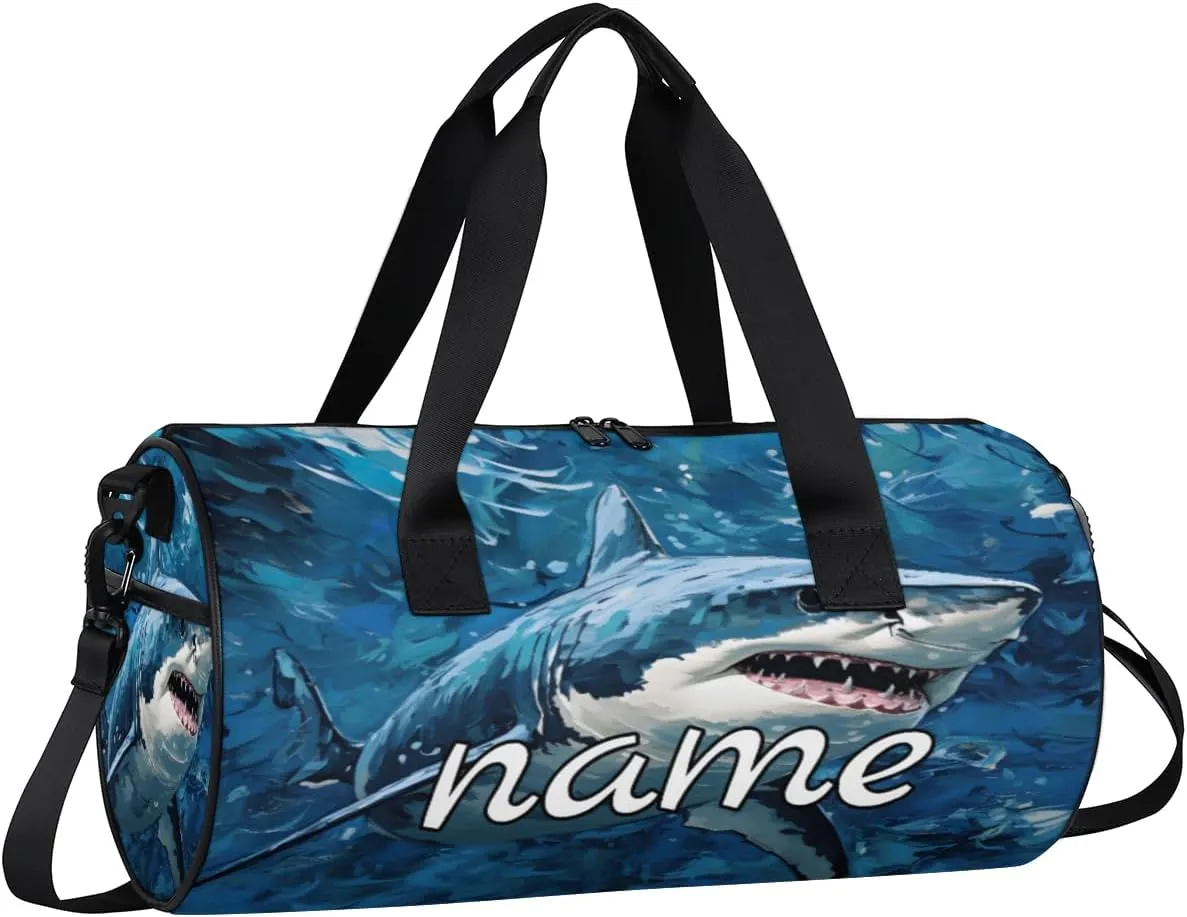 Shark Print Custom Duffel Bags Weekender Bags Custom Sport Duffel Bag Carry on Overnight Weekender Bag