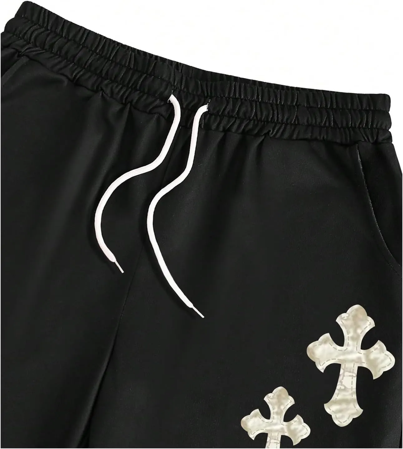 SHENHE Men's Graphic Cross Print Flare Sweatpants Drawstring Gothic Y2k Casual Pants