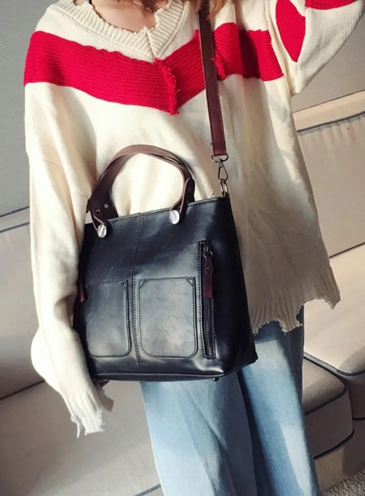 Shoulder Bag For Woman Tote Bags with Zipper PU Leather Crossbody Bags Shoulder Bag for Office