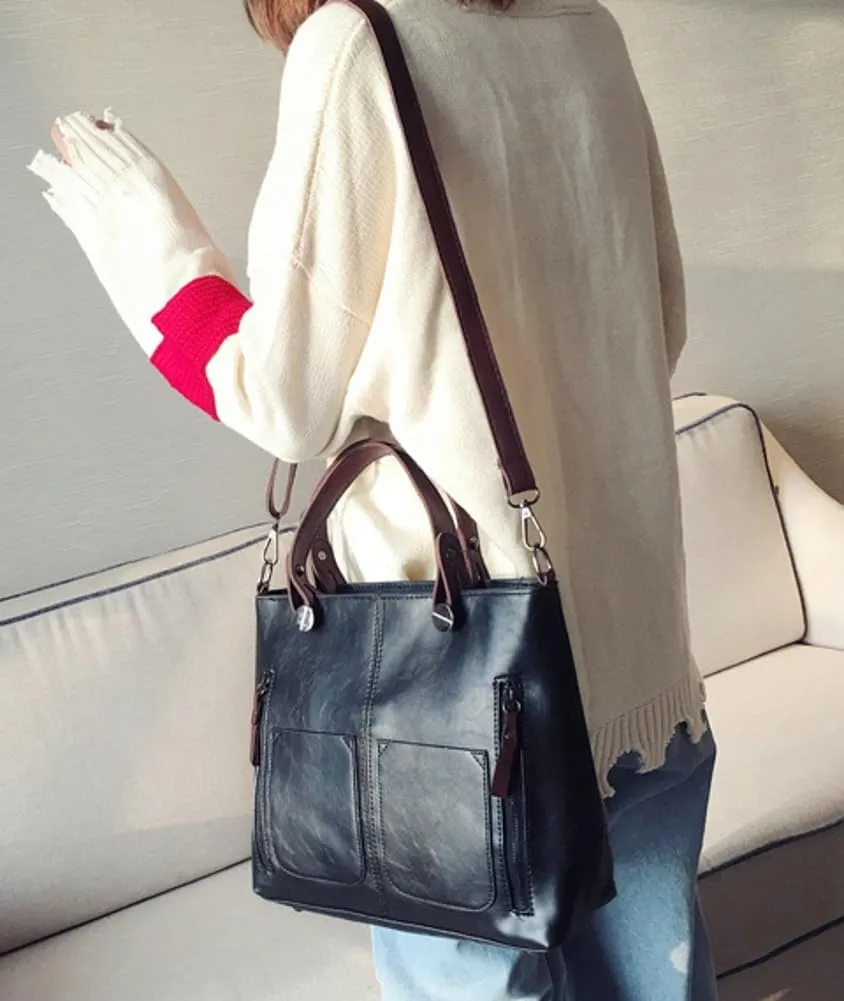 Shoulder Bag For Woman Tote Bags with Zipper PU Leather Crossbody Bags Shoulder Bag for Office