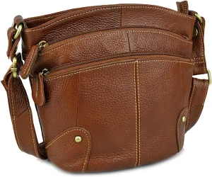 Shoulder Bags Cowhide Women Crossbody Bag Genuine Leather Small Messenger Bags for Ladies(Brown)