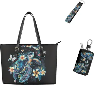 Shoulder Bags Set 3 Piece Saddle Bags Tote Bag for Women Car Key Fob Cover Keychain