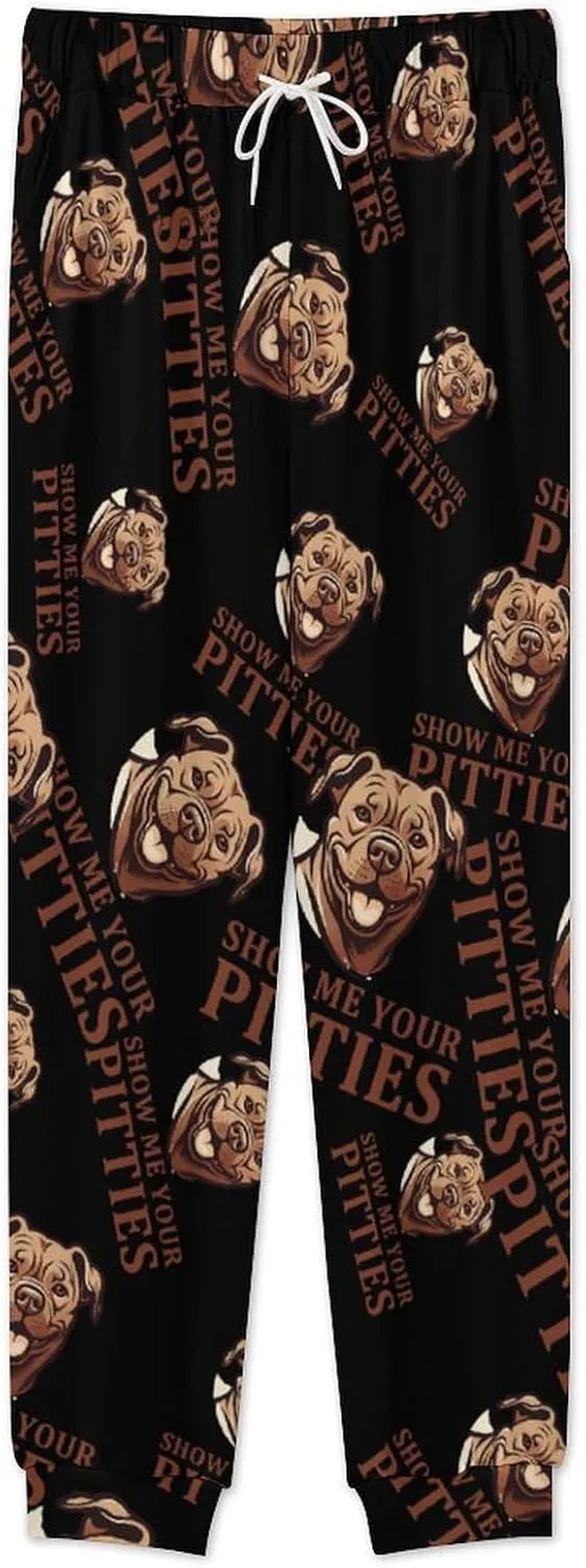 Show Me Your Pittie's Mens Pajamas Set Long Sleeve Sleepwear Set Soft Underwear Set Loungewear