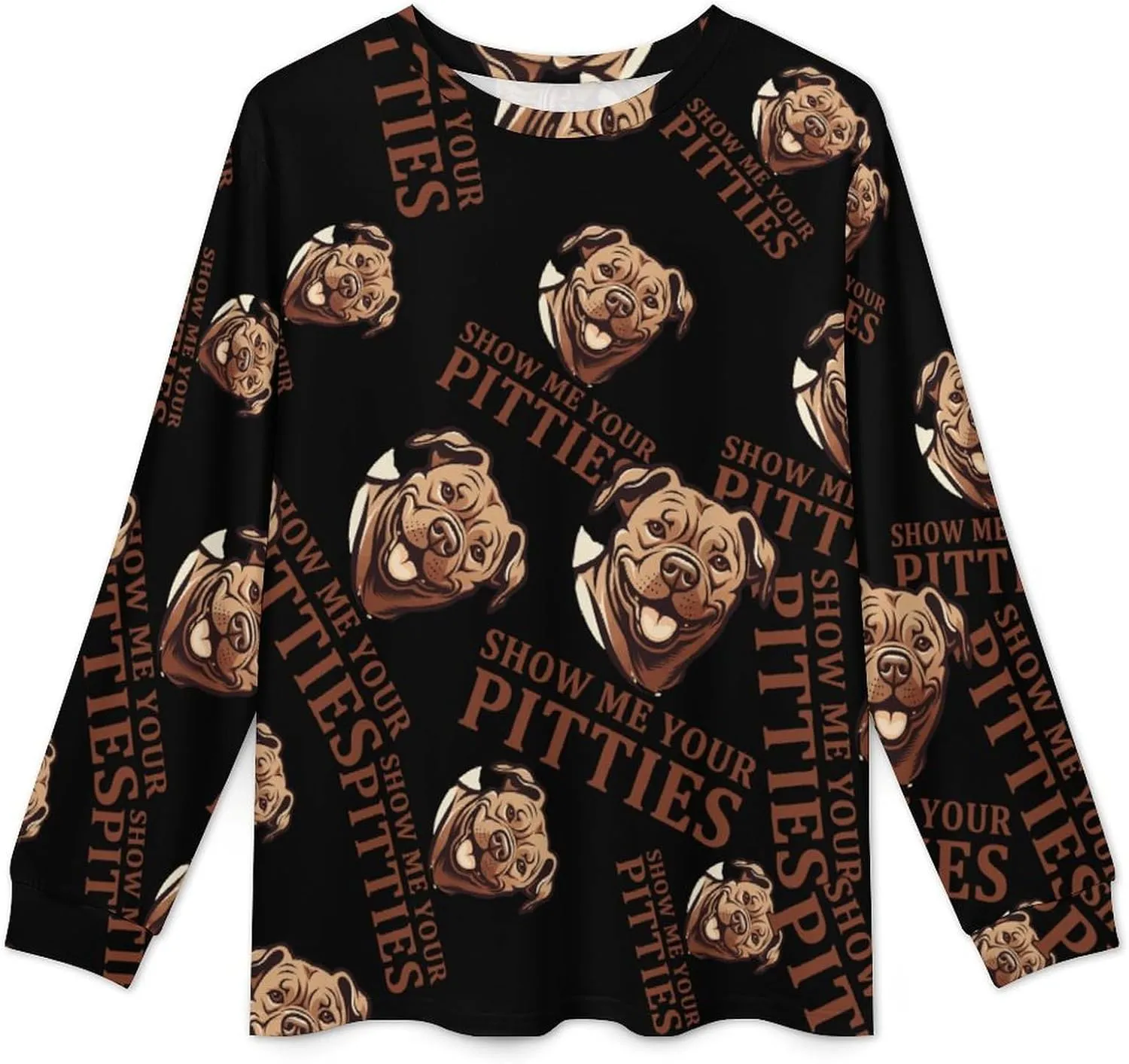 Show Me Your Pittie's Mens Pajamas Set Long Sleeve Sleepwear Set Soft Underwear Set Loungewear