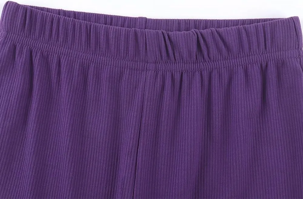 Spring&Gege Girls Ribbed Knit Bell Bottoms Flare Leggings Ruffle Bootcut Pants Casual Solid Fall Outfits (5-12 Years)