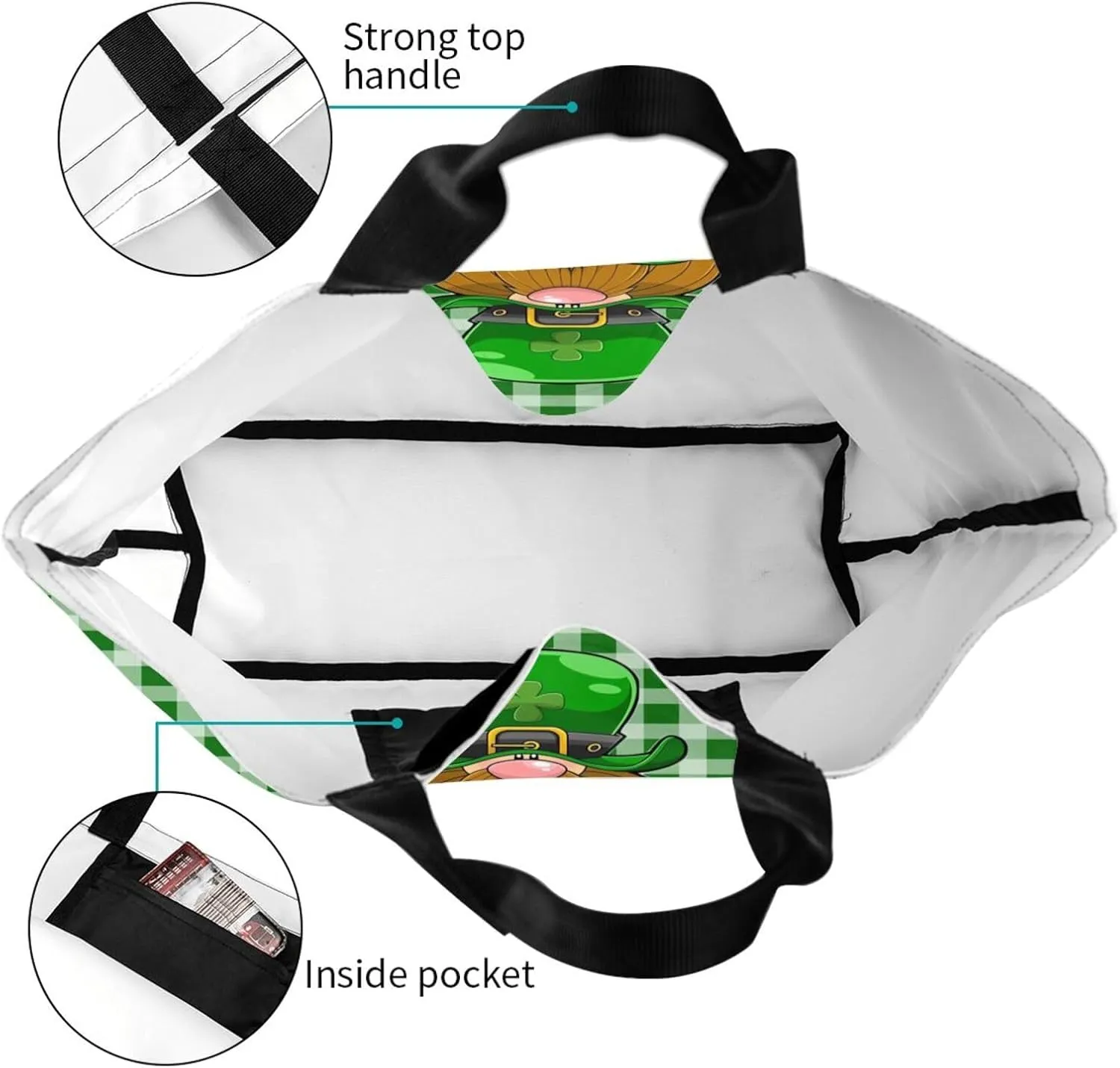 St.Patrick's Day Tote Bag Large Interior Pocket Tote Bag Reusable Shoulder Tote Bags Travel Bags