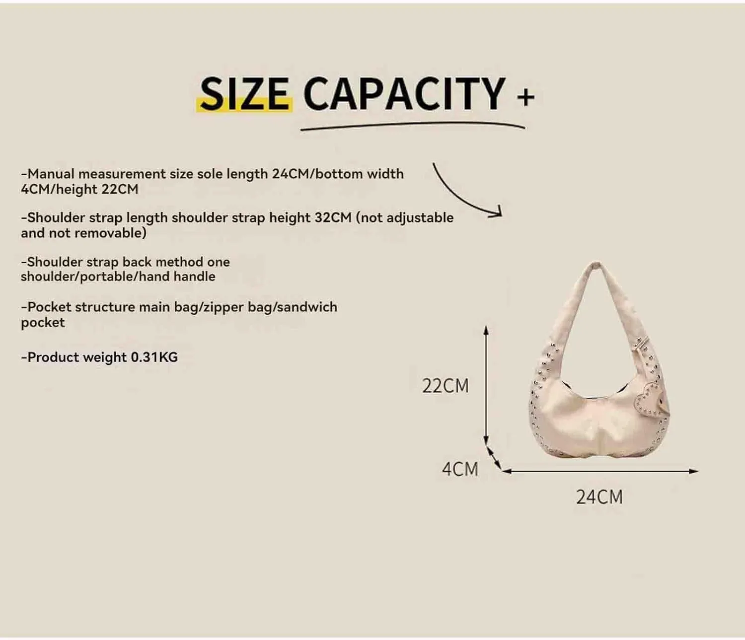 Suede bags for women handbag retro crescent shaped hobo bags for women handbag small rivet bag