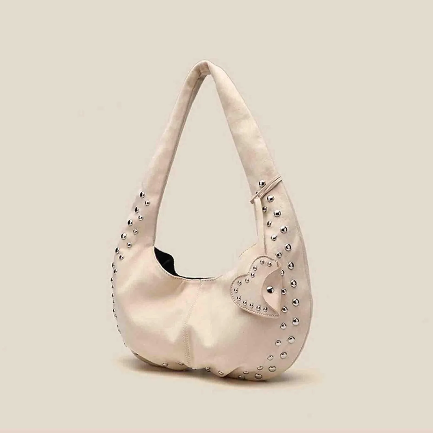 Suede bags for women handbag retro crescent shaped hobo bags for women handbag small rivet bag