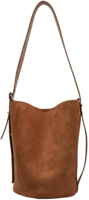 Suede Hobo Bags, Vegan Leather Shoulder Bag for Women Bucket Tote Fashion Designer Purse Handbag