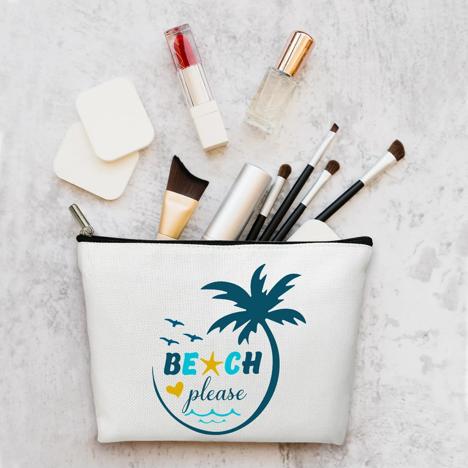 Summer Makeup Bag Gifts for Women, Beach Please Bag Summer Beach Bag, Small Cosmetic Bag for Purse Zipper Travel Toiletry Bag Birthday Gift for Friend Daughter Holiday Gift for Bestie Teen Lady -16