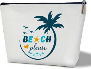 Summer Makeup Bag Gifts for Women, Beach Please Bag Summer Beach Bag, Small Cosmetic Bag for Purse Zipper Travel Toiletry Bag Birthday Gift for Friend Daughter Holiday Gift for Bestie Teen Lady -16