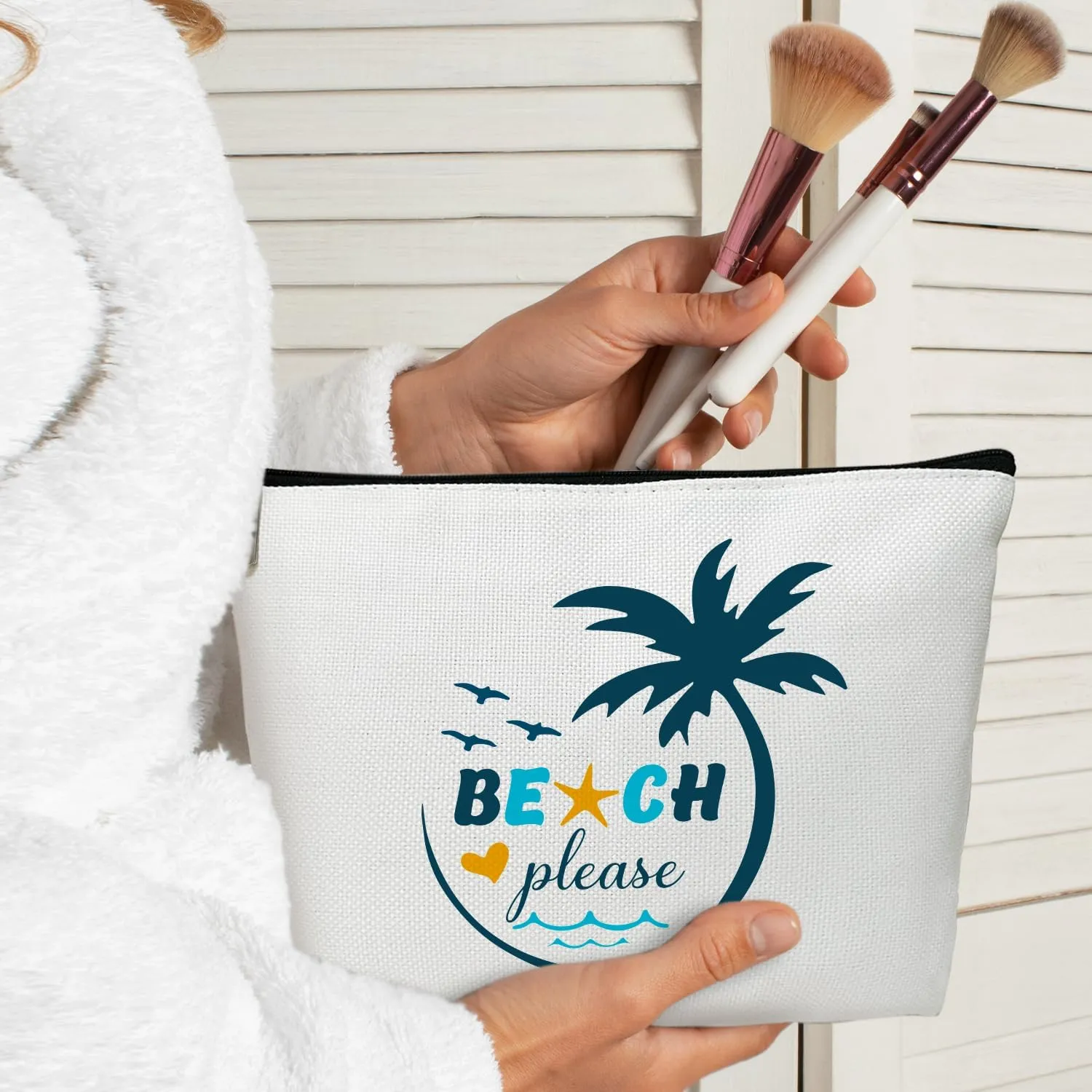 Summer Makeup Bag Gifts for Women, Beach Please Bag Summer Beach Bag, Small Cosmetic Bag for Purse Zipper Travel Toiletry Bag Birthday Gift for Friend Daughter Holiday Gift for Bestie Teen Lady -16