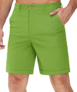 TACVASEN Mens Casual Shorts Classic Fit 7 Stretch Twill Flat Front Chino Shorts with Pockets