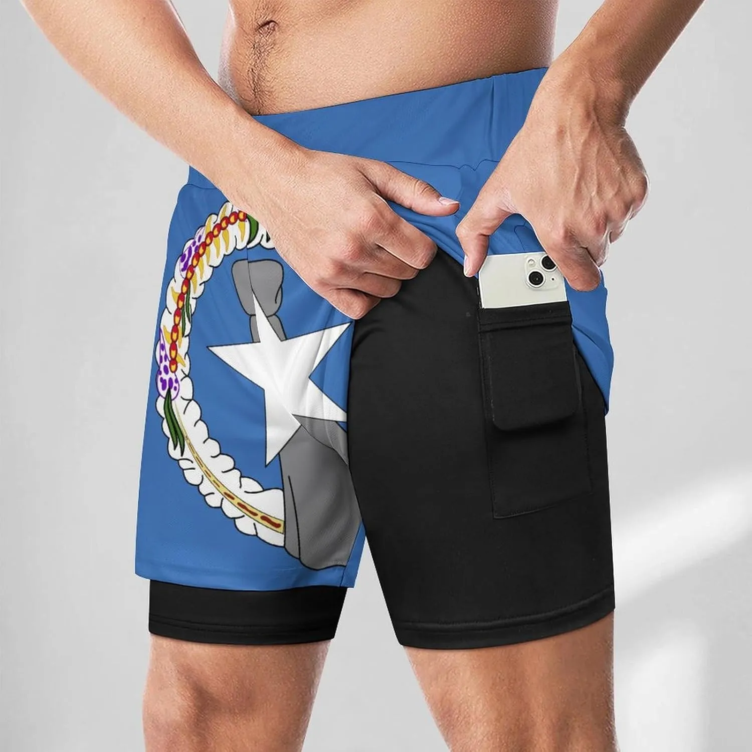 TAIZIYEAH Sports Beach Pants Northern Mari-ana Lslands Flag Men's Swim Trunks Quick Dry Hawaii Beach Shorts Summer Boardshorts with Pockets XL