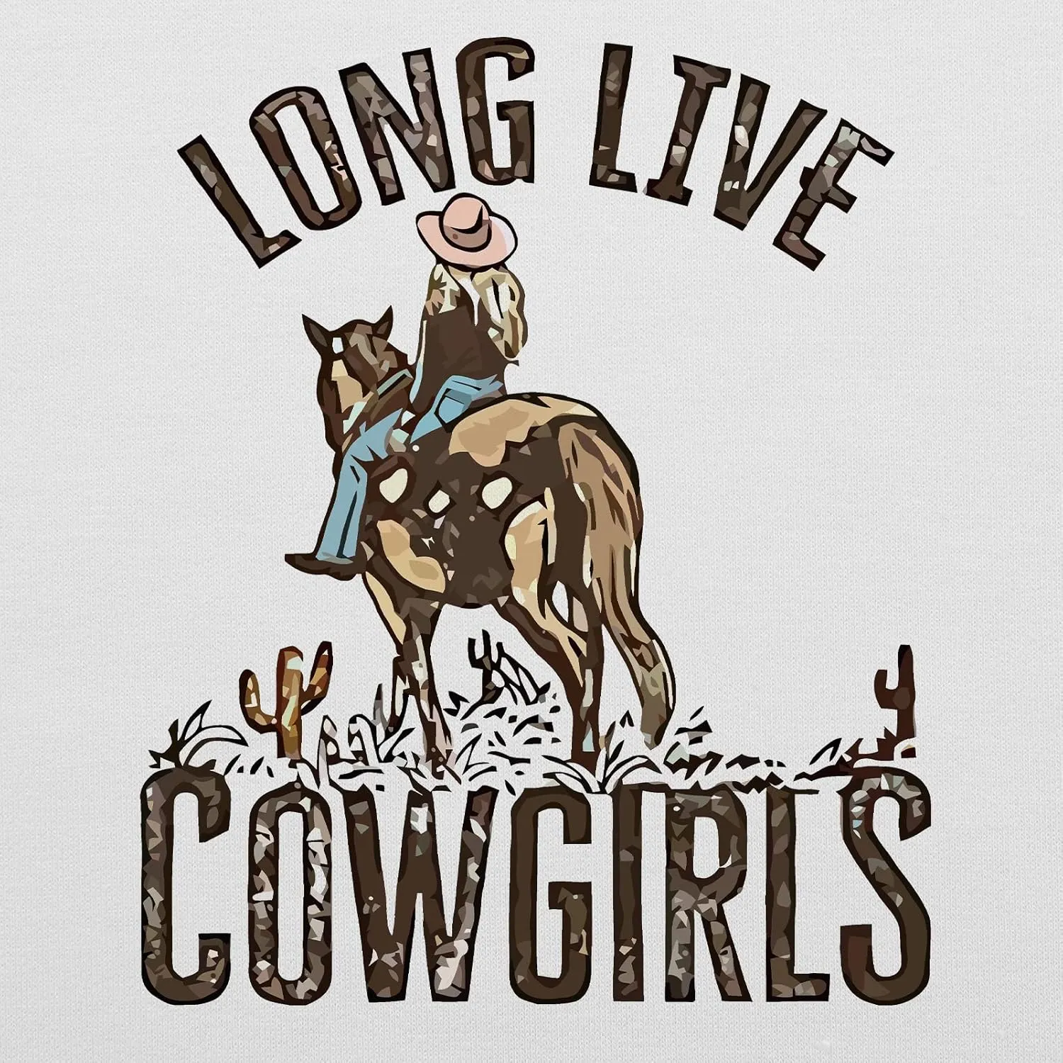 Teaaha Long Live Cowgirls Sweatshirt Women Horseback Rider Western Vintage Country Southern Cactus Graphic Shirt Pullover