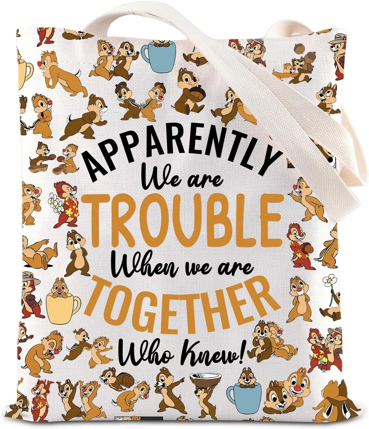 TGBJE Chip Lovers Tote Bag Squirrel Gift Cartoon Movie Merchandise Gift Cartoon Character Handle Bag(Two Squirrel tote)