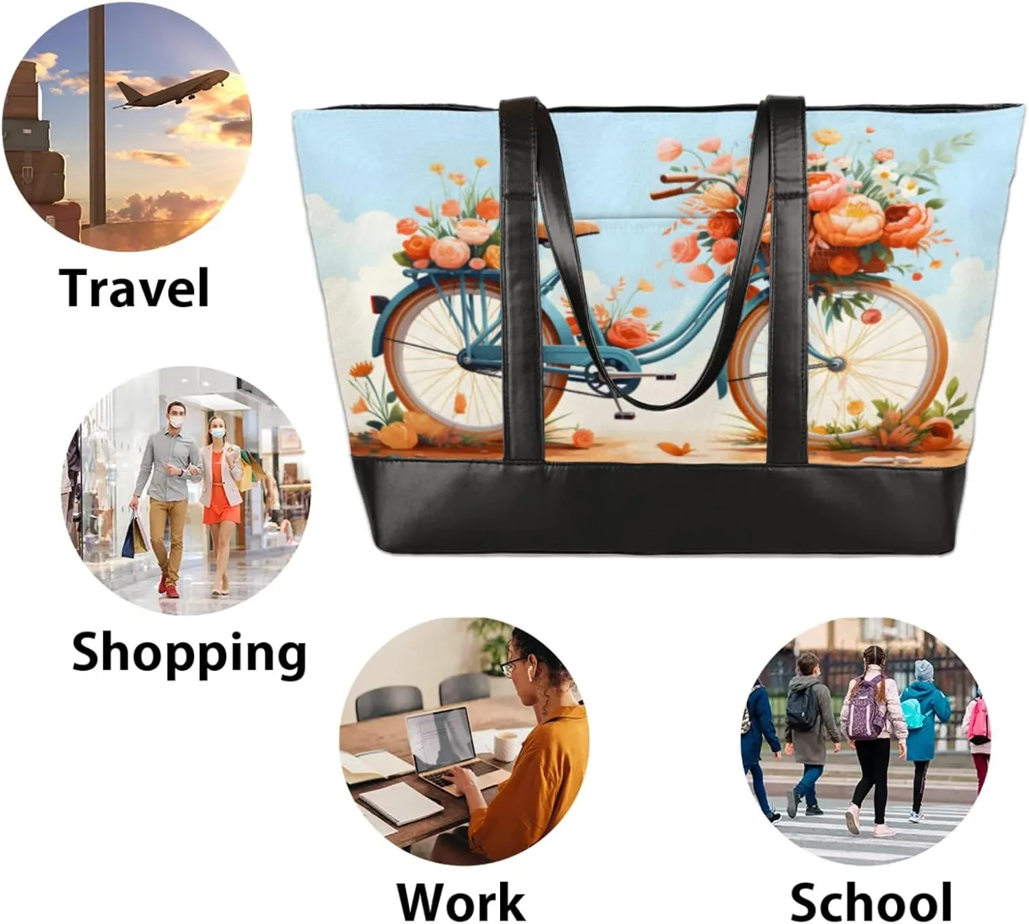 Tote Bag for Women with Zipper, Laptop Tote Bags Laptop Sleeve Case Shoulder Bag Messenger Bags