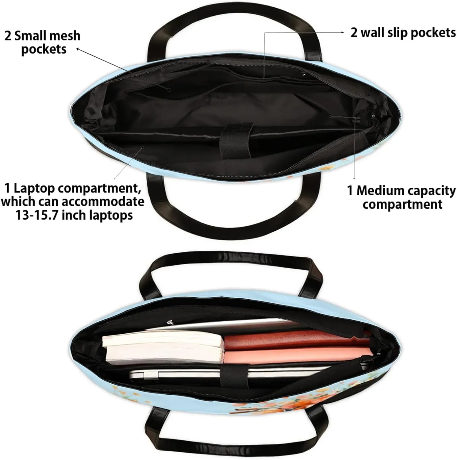 Tote Bag for Women with Zipper, Laptop Tote Bags Laptop Sleeve Case Shoulder Bag Messenger Bags